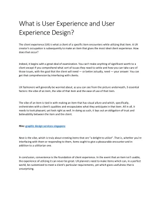 What is User Experience and User Experience Design