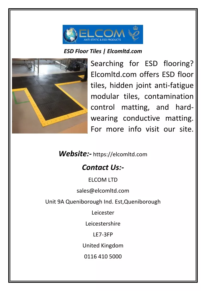 esd floor tiles elcomltd com