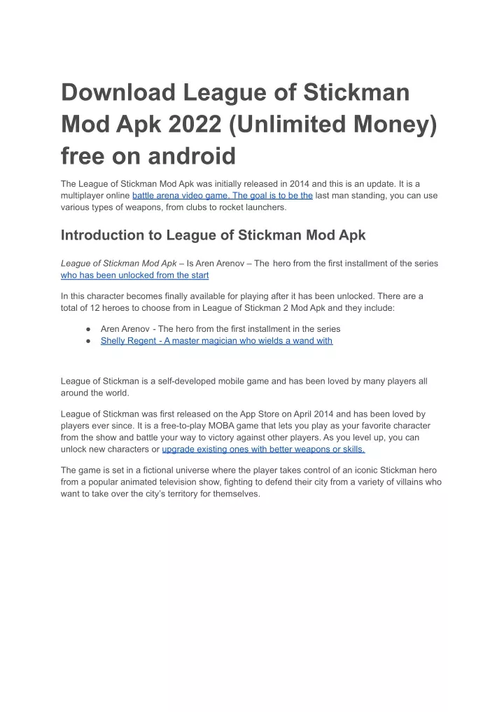 download league of stickman mod apk 2022