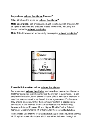 Do you know webroot Installation Process?