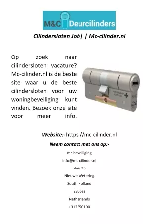 Cilindersloten Job Mc-cilinder.nl