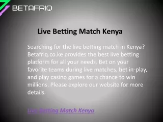 Live Betting Match Kenya  Betafriq.co.ke
