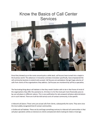 Know the Basics of Call Center Services