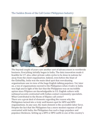 The Sudden Boom of the Call Center Philippines Industry
