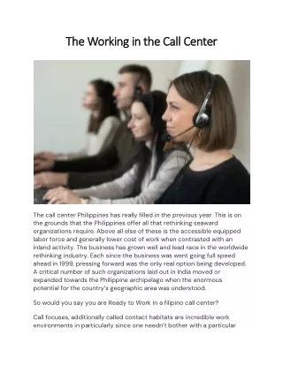 The Working in the Call Center