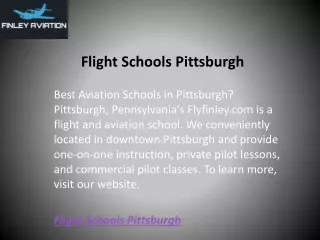 Flight Schools Pittsburgh  Flyfinley.com