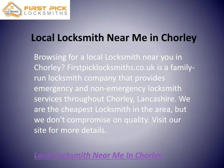 local locksmith near me in chorley