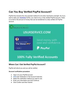 Buy Verified PayPal Accounts - 100% Full Verified And Best Quality