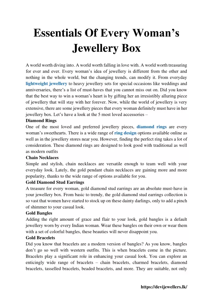 essentials of every woman s jewellery box