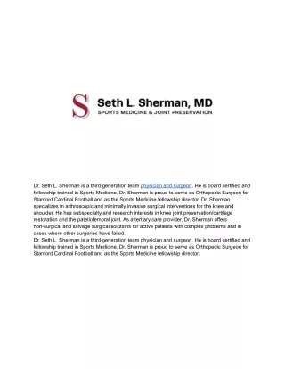 Dr Seth L Sherman, MD