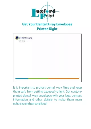 Get Your Dental X-ray Envelopes Printed Right