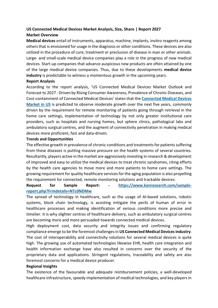 us connected medical devices market analysis size