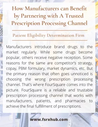 How Manufacturers can Benefit by Partnering with A Trusted Prescription Processing Channel