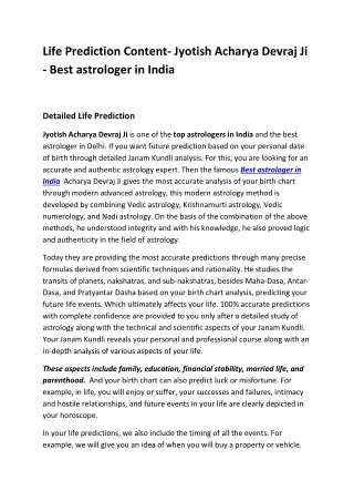 life prediction content jyotish acharya devraj