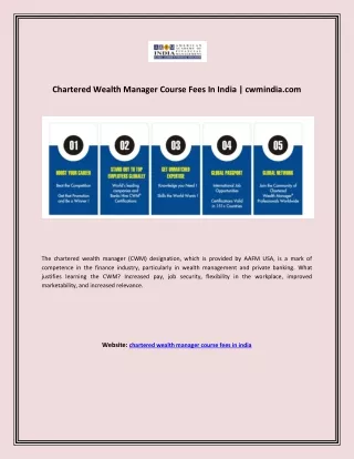 Chartered Wealth Manager Course Fees In India