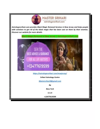 Black Magic Removal in New Jersey  Astrologersrihari.com
