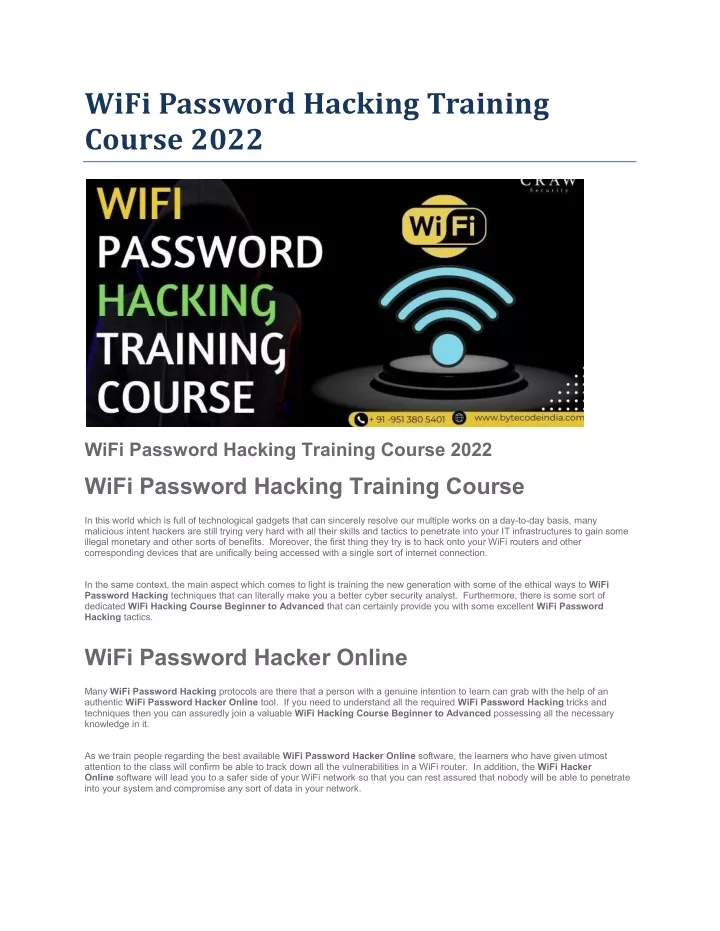 wifi password hacking training course 2022