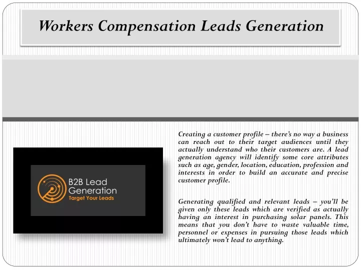 workers compensation leads generation