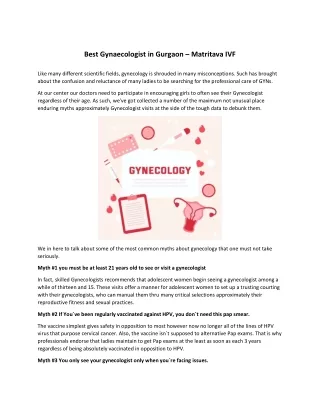 best gynaecologist in gurgaon matritava ivf