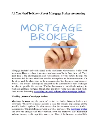 all you need to know about mortgage broker