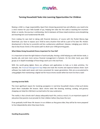 Turning Household Tasks Into Learning Opportunities For Children - muvin