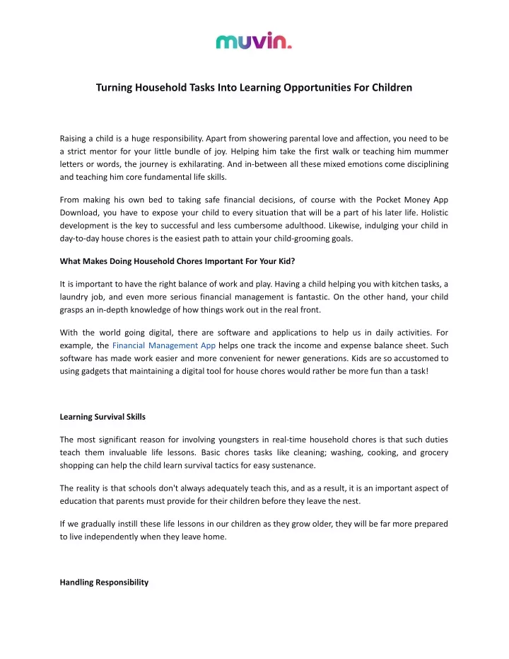 turning household tasks into learning