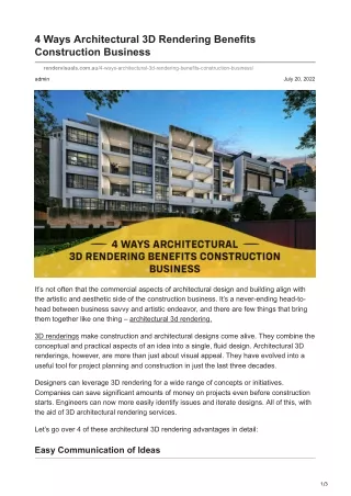 4 Ways Architectural 3D Rendering Benefits Construction Business
