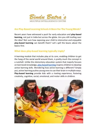 Best Play Based Learning Schools For Kids In Delhi