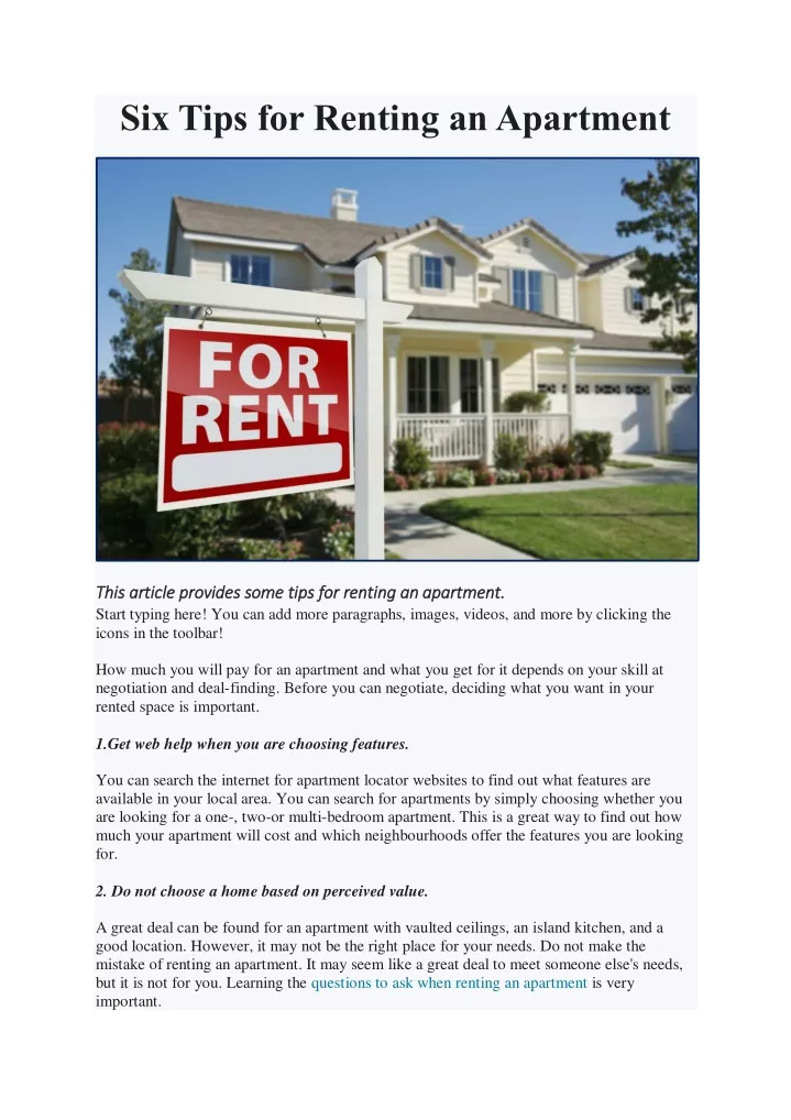 six tips for renting an apartment