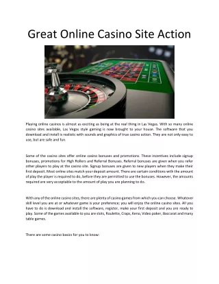 Great Online Casino Site Action