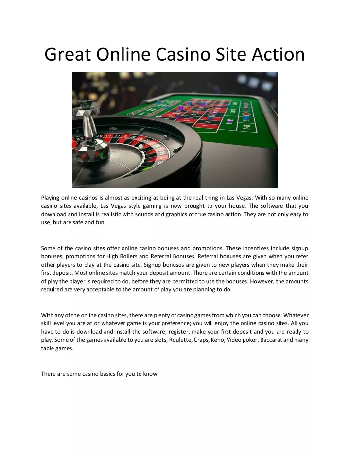 great online casino site action