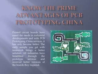 Know the Prime Advantages of PCB Prototyping China
