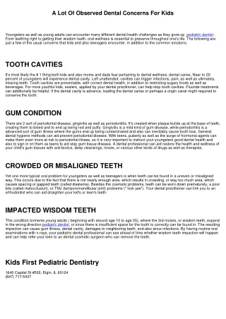 A Lot Of Observed Oral Issues For Children