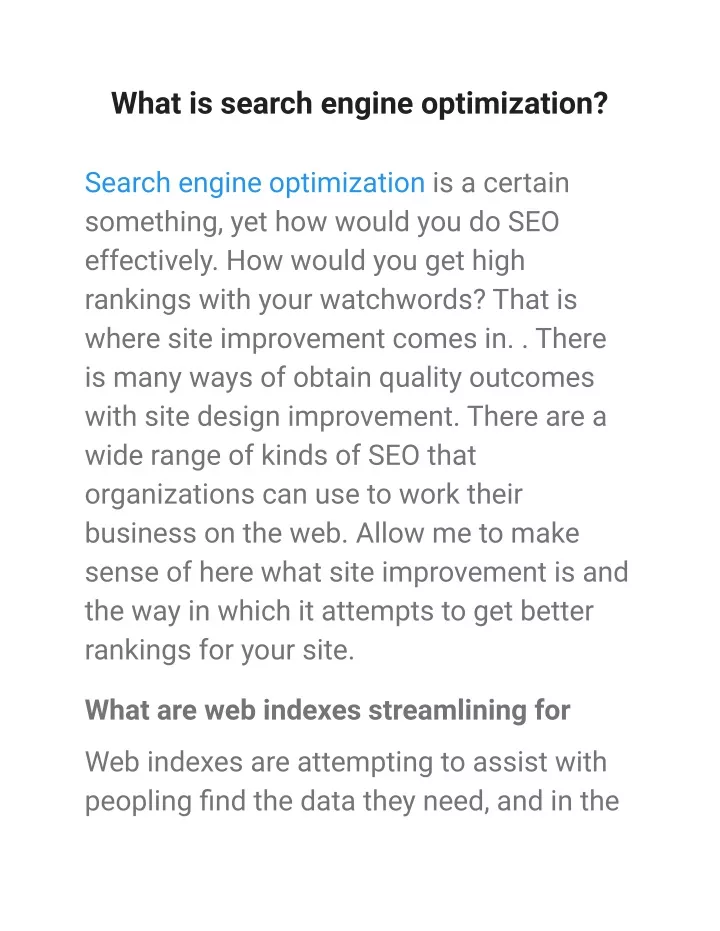 what is search engine optimization