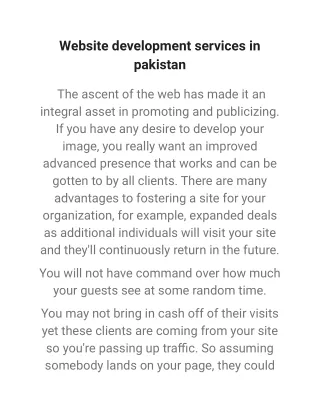 website development services in pakistan