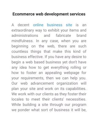 Ecommerce web development services