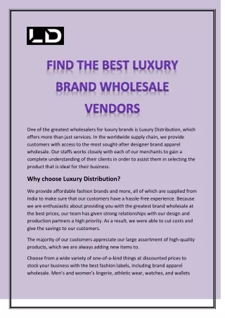 LUXURY BRAND WHOLESALE VENDORS