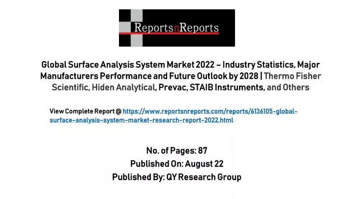 no of pages 87 published on august 22 published by qy research group