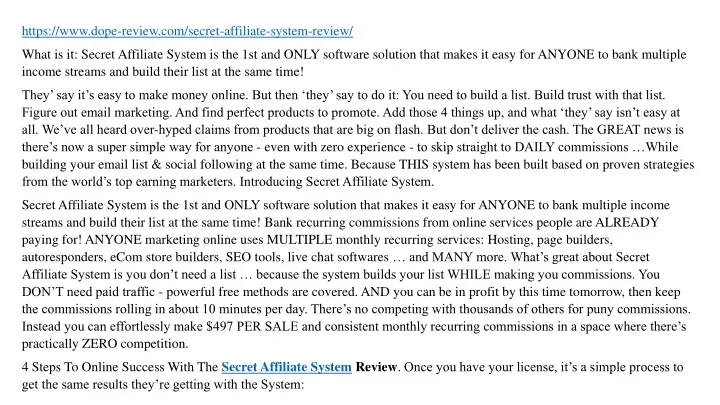 https www dope review com secret affiliate system