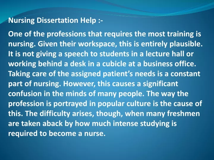 nursing dissertation help one of the professions