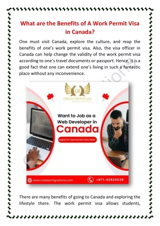 What are the Benefits of A Work Permit Visa in Canada_CredasMigrations