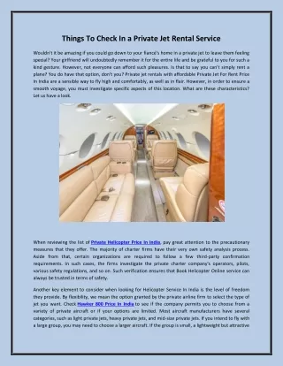 Things To Check In a Private Jet Rental Service