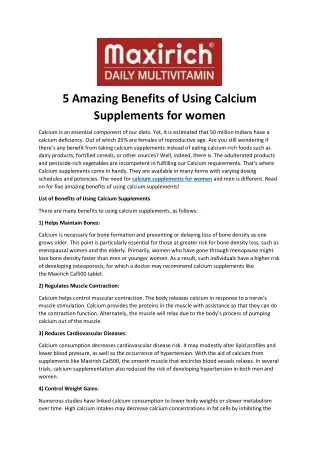 5 Amazing Benefits of Using Calcium Supplements for women