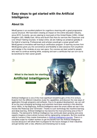 easy steps to get started with the artificial