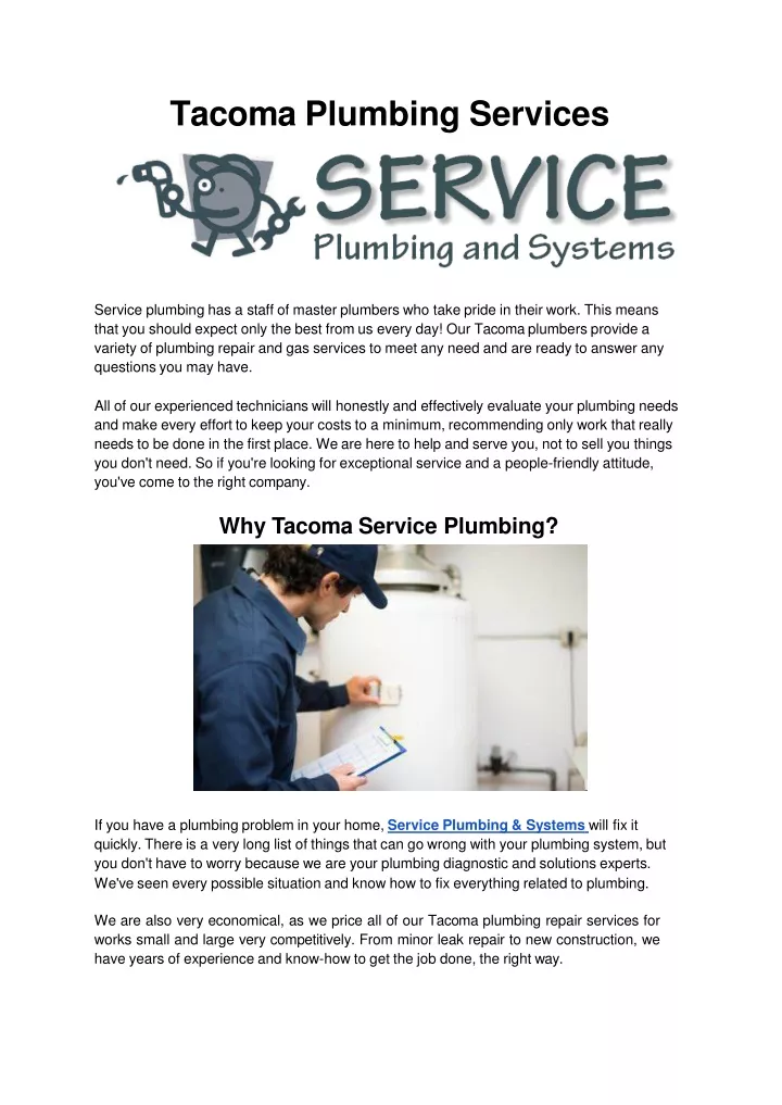tacoma plumbing services