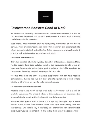 Testosterone Booster: Good or Not?