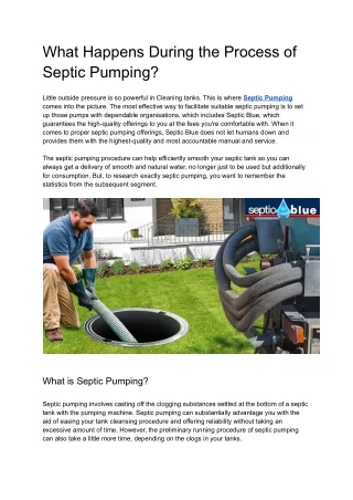 What Happens During the Process of Septic Pumping?