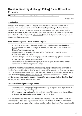 czech airlines flight change policy name