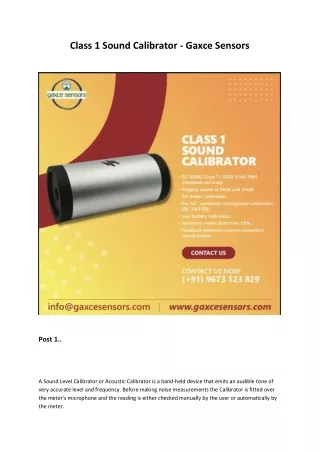 class 1 sound calibrator gaxce sensors