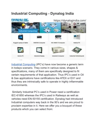industrial computing dynalog india